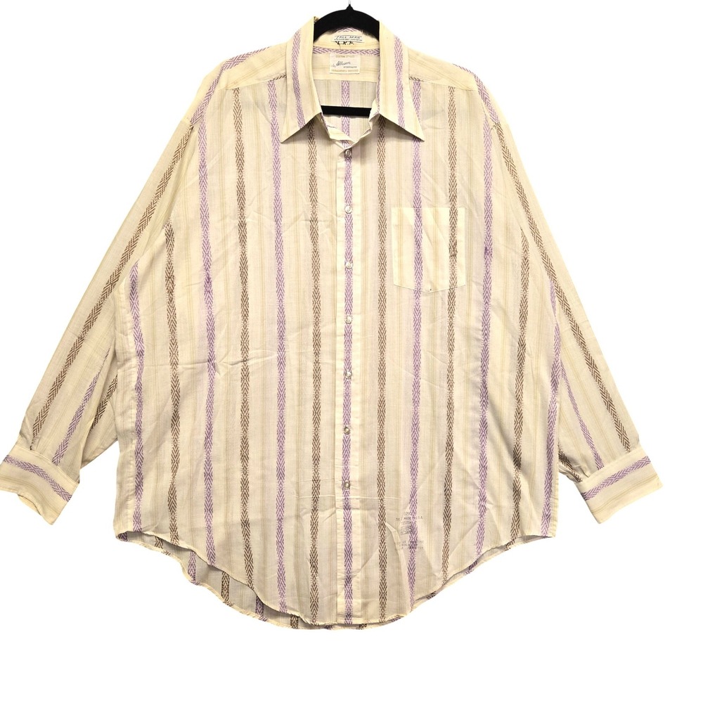 Alleson Rochester Vintage Striped Button Down Shirt 18 Tall Cream  Western